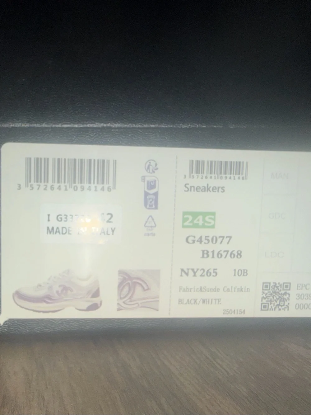 CHANEL Silver & White Logo Runner Sneakers
